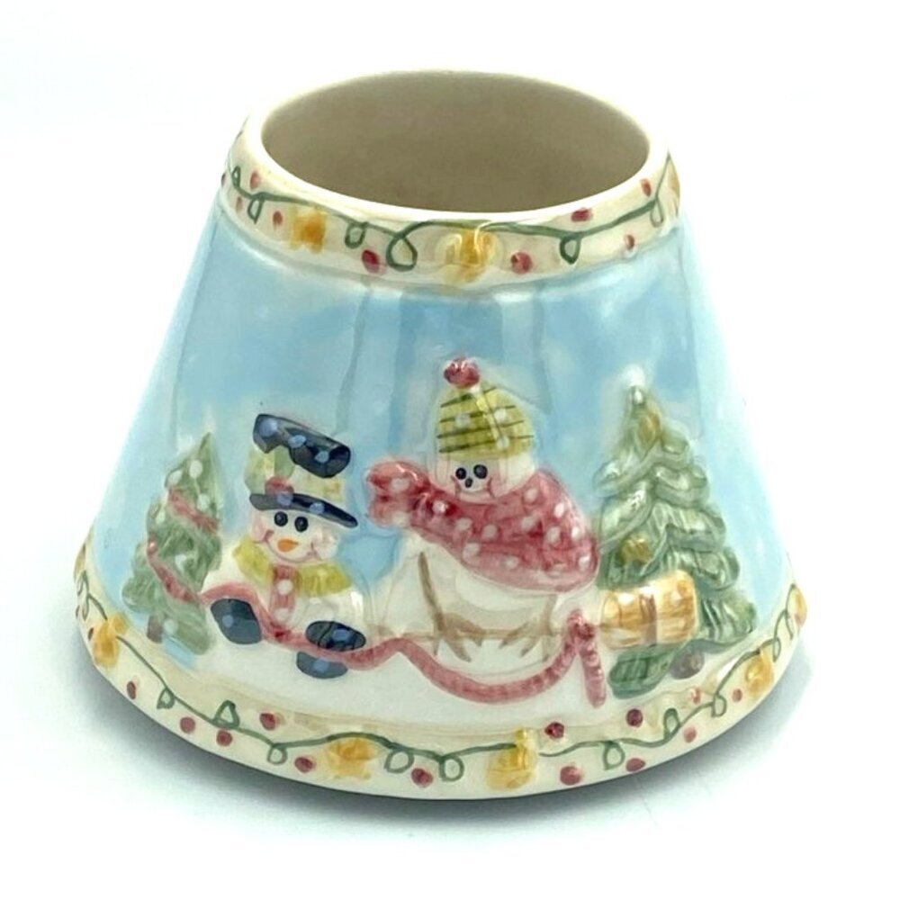 Yankee Candle Small Ceramic Jar Shadeโ Topper Snowman Family Holiday Seasonal